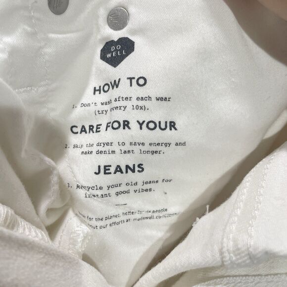 Madewell Curvy High Rise Denim Shorts White Frayed Hem Women Size 27 - Picture 10 of 12